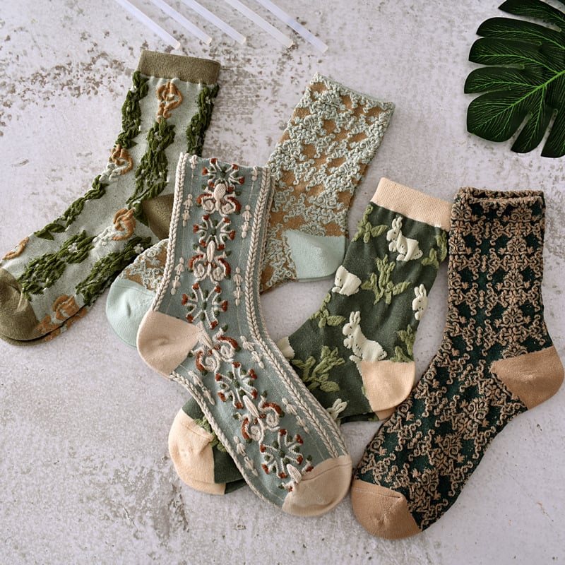 Black Friday Sale 47%OFF-5 Pairs Womens Floral Cotton Socks