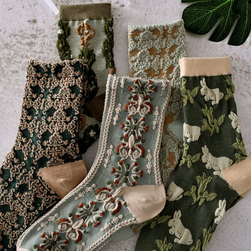 Black Friday Sale 47%OFF-5 Pairs Womens Floral Cotton Socks